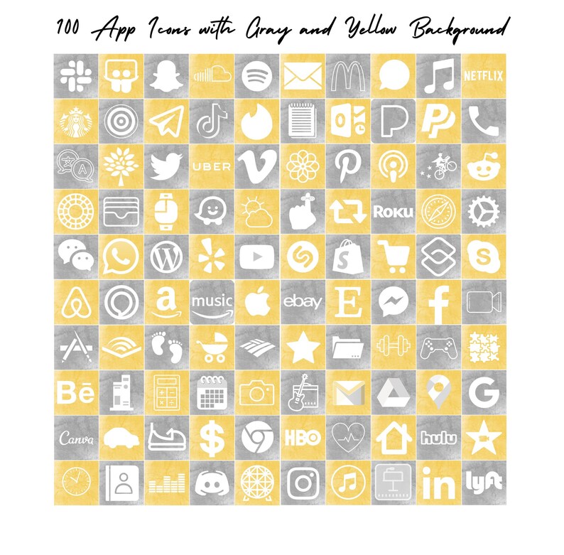Ios 14 Yellow And Gray Aesthetic Apps Boho Themed Icon Pack 240 App Covers For Iphone Home Screen Art Collectibles Digital Vadel Com