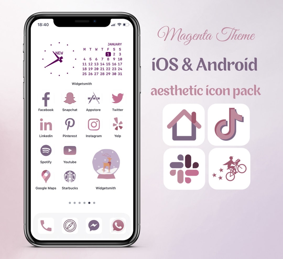 Magenta App Icon Pack: 100+ Purple & Pink Ios/android Covers (digital ...