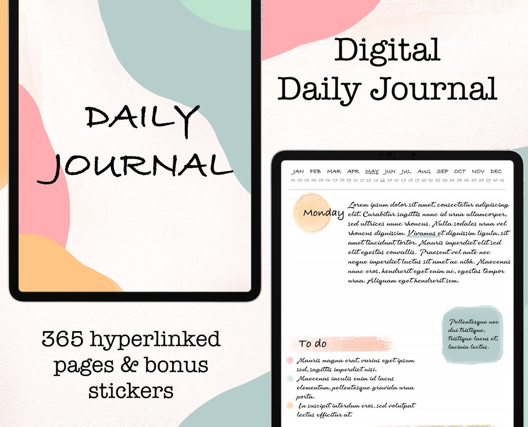 Digital Daily Journal, 365 Hyperlinked Pages, Digital Planner for Ipad ...