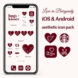 iOS - Android, Love Themed Icon Pack | Red Heart Icons | 250 Valentines Icons, Widgets & Wallpapers for iPhone