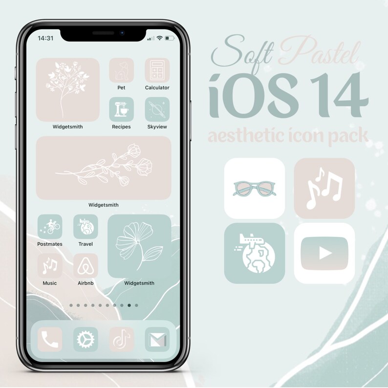 Turquoise and Blush App Icons 350 App Covers for Iphone Home Screen IOS 14 Boho Pastel Aesthetic Apps Soft Pastel Themed Icon Pack