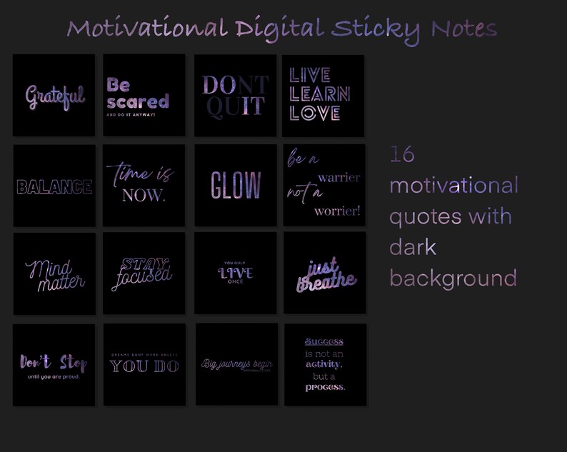 Digitale Sticker motivational quotes lila galaxy, für iPad Planner, Goodnotes, Notability, PDF Planners Bild 2