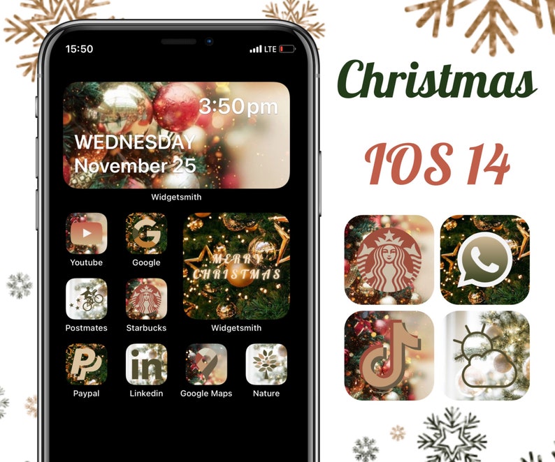 IOS 14 Christmas Aesthetic App Icons for Iphone Christmas | Etsy