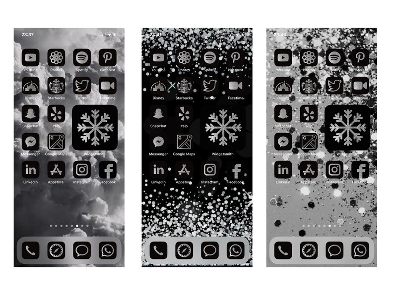 Black Aesthetic Theme For Iphone Silver Glitter Ios 14 App Icons 175 Icon Covers Pack Digital Art Collectibles Keyforrest Lt