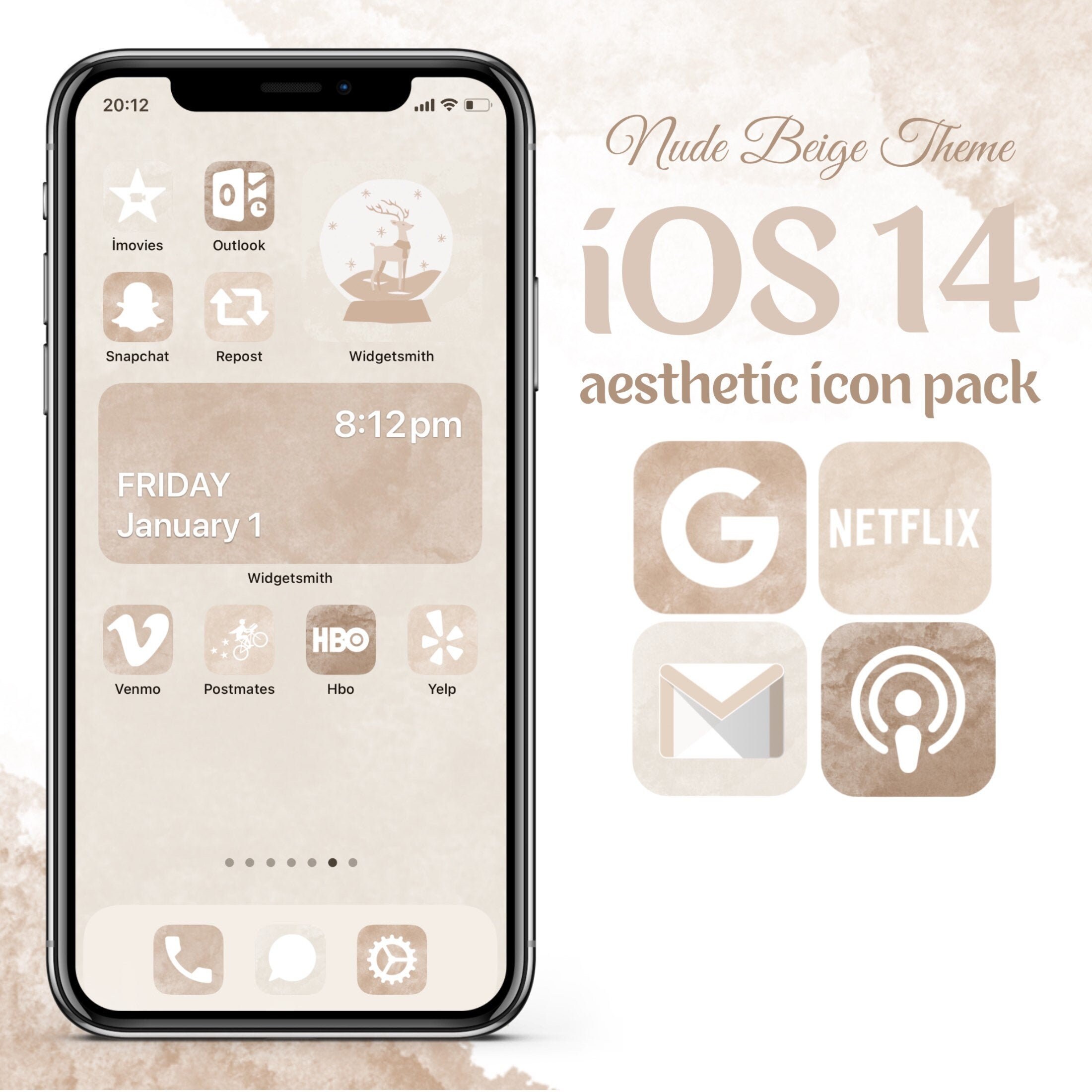 Ios 14 Nude Beige Theme Neutral Tones Aesthetic App Icons For Etsy