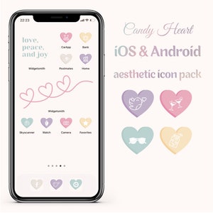 iOS Love Themed Icon Pack, Unicorn Colors, Cute App Icons, 150 Candy Heart Aesthetic Apps, Widgets and Wallpapers for iPhone