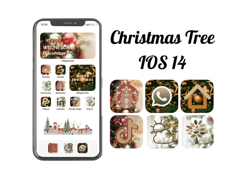 IOS 14 Christmas Aesthetic App Icons for Iphone Christmas | Etsy