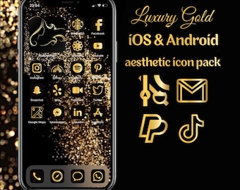 Gold App Icons – Black, iOS & Android (175+) (Digital Download)