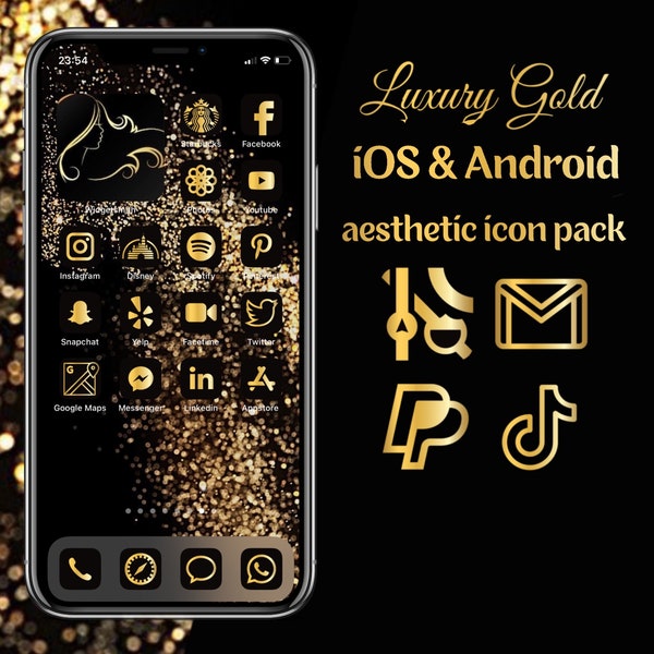 iOS 16 Luxe - Gold Theme, Aesthetic App Icons for iPhone, 175+ Golden App Covers, for Home Screen Organization