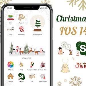 Christmas App Icons, Ios Aesthetic App Covers, Christmas Theme Icon Pack for iPhone, White Background Apps