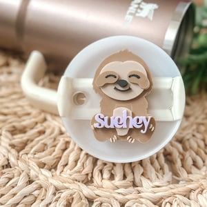 Cute Sloth Tumbler Name Plate, Sloth Name Plate, Personalized Name Plate