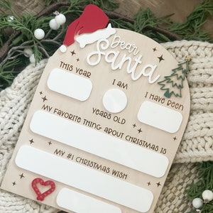 Dear Santa Dry Erase Sign, Christmas Sign, Reusable Sign for Christmas, Christmas for Kids