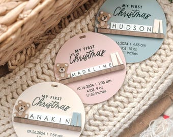 Baby's First Christmas, Ornament, Baby Gift, 1st Christmas, Custom Ornament, Birth Stat Ornament