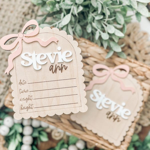Bow, Birth Stats , Name Announcement, Birth Announcement, Name Sign, Baby Name Sign, Baby Girl, New Baby, Hospital