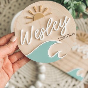 Ocean Waves Birth Stats Board, Baby Name Announcement, Birth ...
