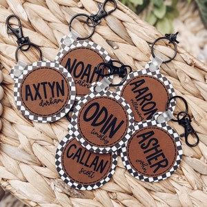 Baby Bag Tag, Diaper Bag Tag, Diaper Bag Keychain, Boy Bag Tag, Leather Bag Tag