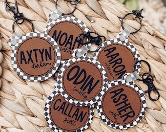 Baby Bag Tag, Diaper Bag Tag, Diaper Bag Keychain, Boy Bag Tag, Leather Bag Tag