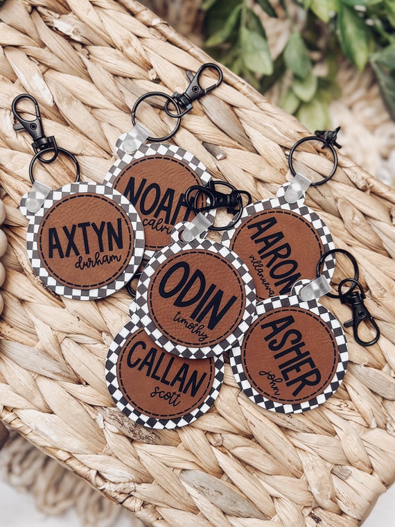 Baby Bag Tag, Diaper Bag Tag, Diaper Bag Keychain, Boy Bag Tag, Leather Bag Tag