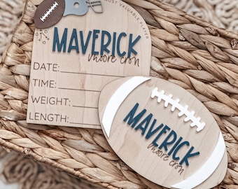 Football Baby Birth Stats Board, Baby Name Announcement, Birth Announcement, Name Sign, Baby Name Sign, MVP Baby