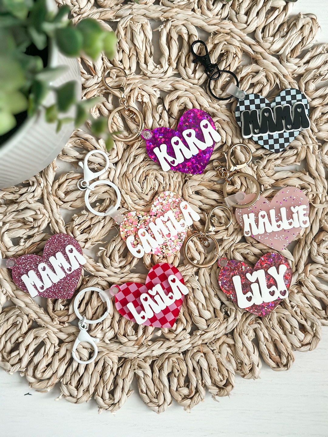 Heart Keychain, Retro Heart Keychain, Diaper Bag Tag, Backpack Keychain ...