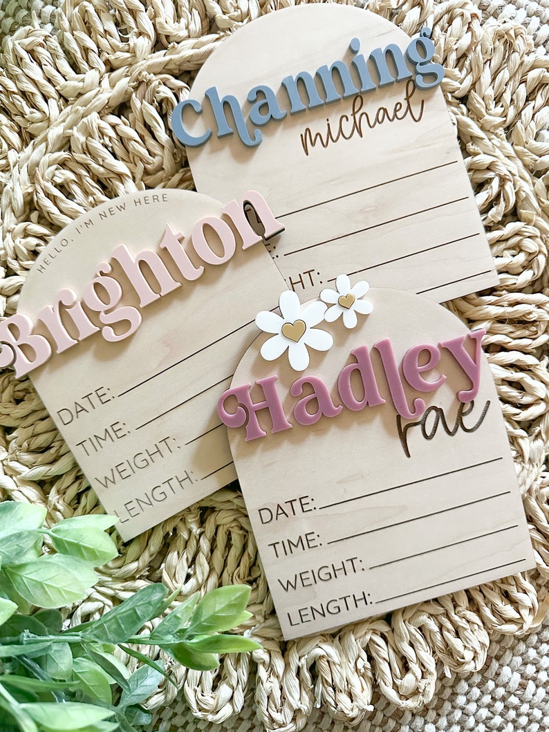 Baby Birth Stats Board, Baby Name Announcement, Birth Announcement, Name Sign, Baby Name Sign image 4