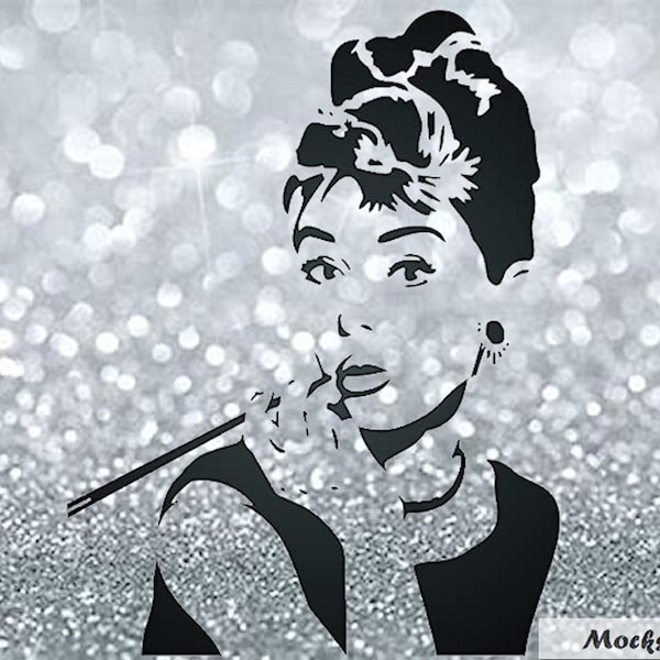 Audrey Hepburn Silhouette SVG/PNG Sublimation print, Audrey Silhouette sublimation file, digital Audrey Hepburn file