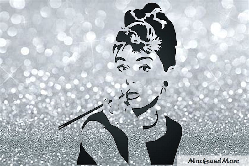 Audrey Hepburn Silhouette SVG/PNG Sublimation print, Audrey Silhouette sublimation file, digital Audrey Hepburn file image 1