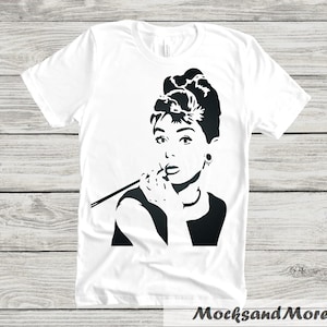 Audrey Hepburn Silhouette SVG/PNG Sublimation print, Audrey Silhouette sublimation file, digital Audrey Hepburn file image 2