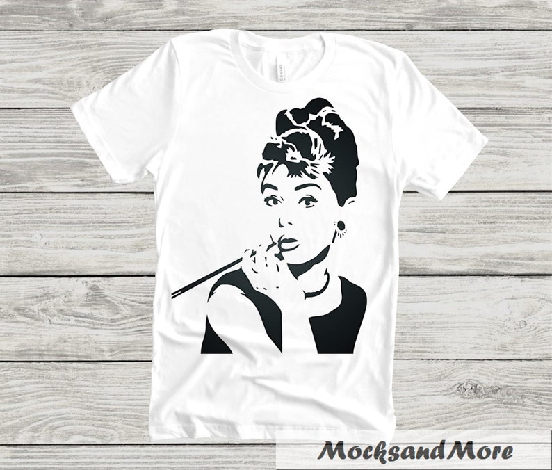 Audrey Hepburn Silhouette SVG/PNG Sublimation print, Audrey Silhouette sublimation file, digital Audrey Hepburn file image 2