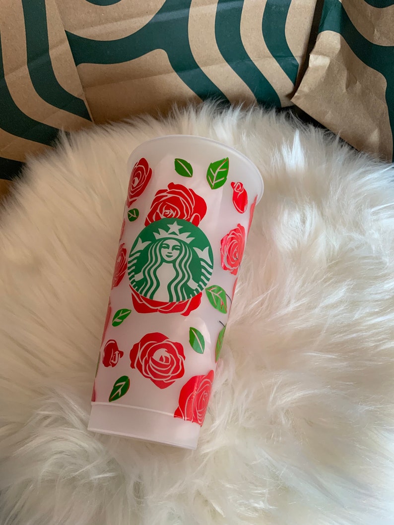 Rose wrap Starbucks cup. Can be personalized with name. Gift Etsy