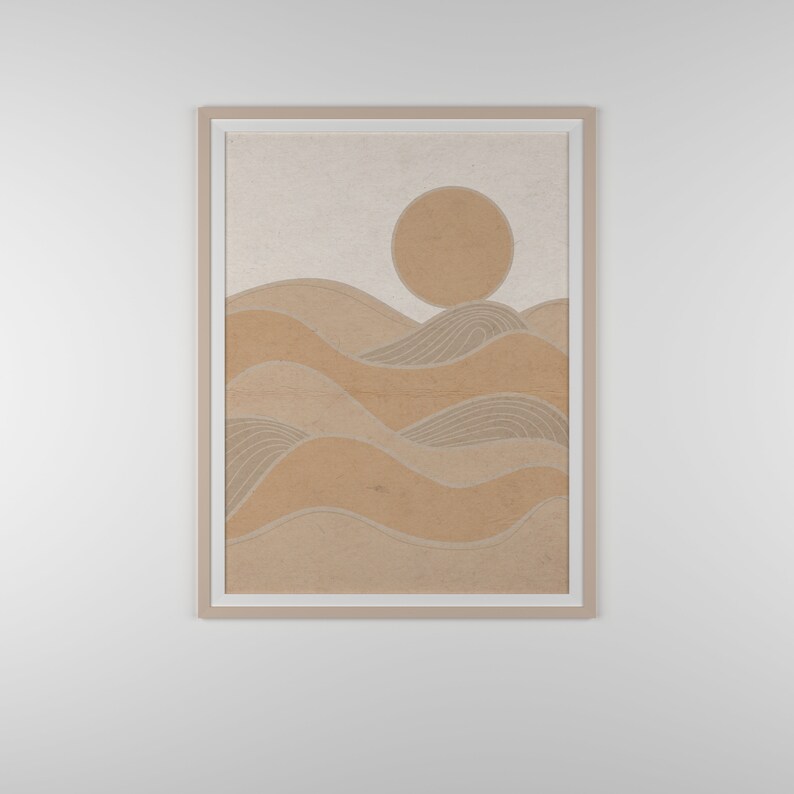 Terracotta abstract print Abstract sun printable wall art | Etsy