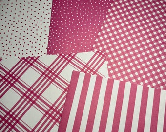Pink and White Scrapbook Paper, 4.5x6.5, 5 Sheets