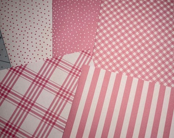 Light Pink and White Scrapbook Paper, 4.5x6.5, 5 Sheets