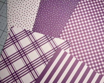 Purple and White Scrapbook Paper, 4.5x6.5, 5 Sheets