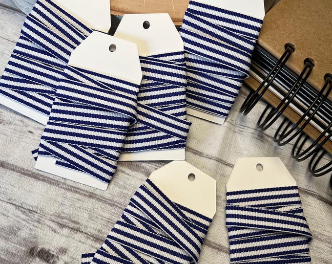 Ribbon Sample | Blue White Striped Grosgrain Ribbon | 1 Yard Ribbon - Etsy
