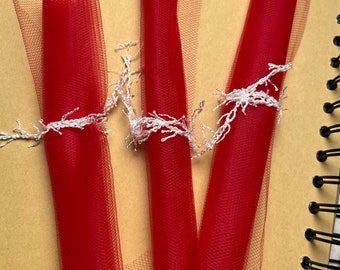 Red Tulle Sample | Junk Journal Embellishment