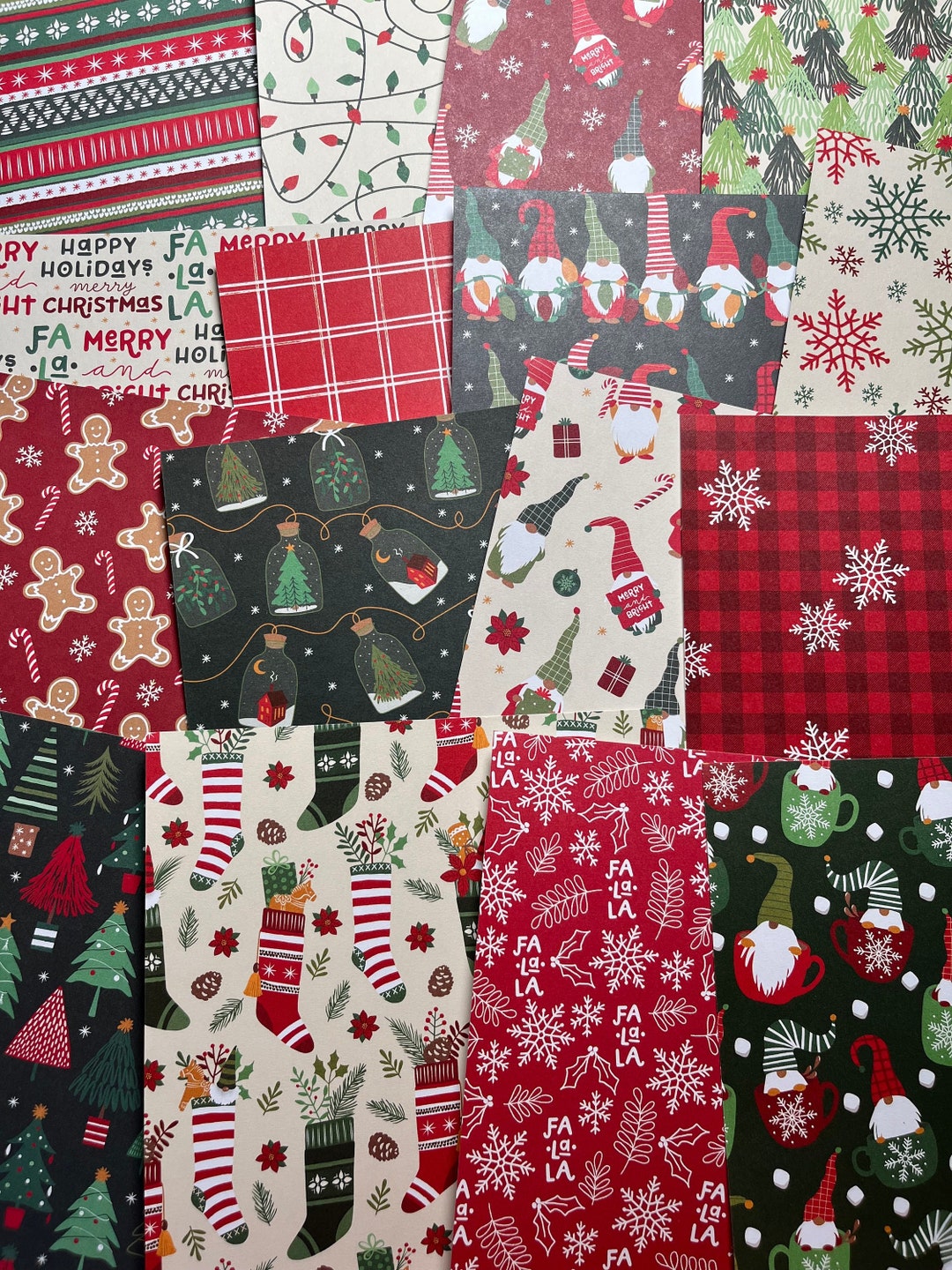 Christmas Cardstock Christmas Paper 6x6 16 Sheets Etsy
