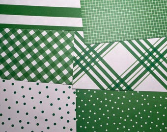 Green Scrapbook Paper, Green Paper, 6x6, 6 Sheets