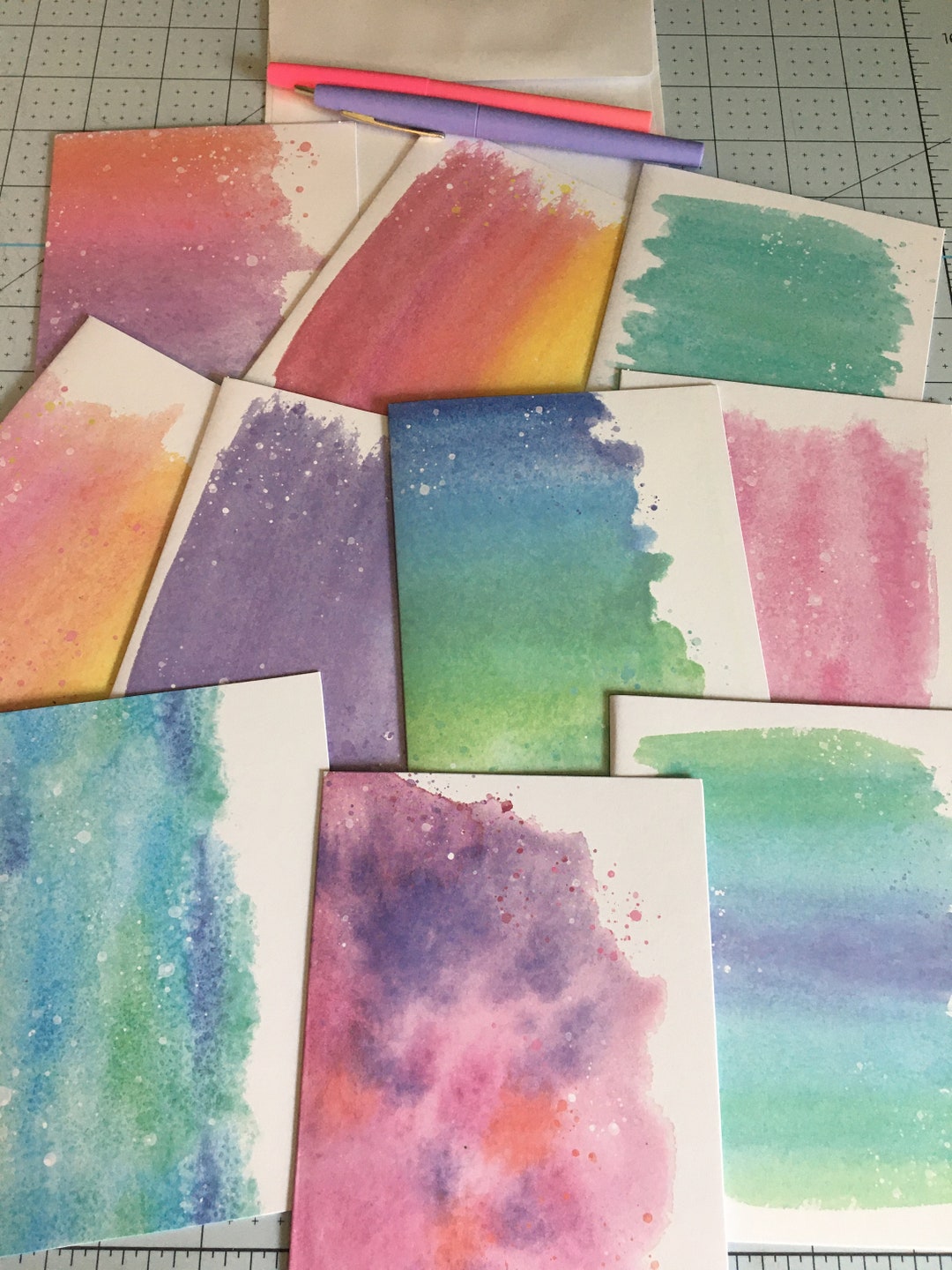 Watercolor Blank Cards &amp; Envelopes, Note Cards, Stationery, Card Making ...