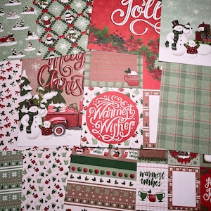 Christmas Cardstock, Christmas Paper, Double Sided Christmas Cardstock, 6x6, 12 Sheets