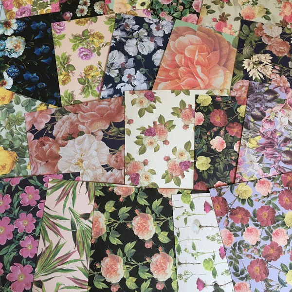 Floral Cardstock, Floral Paper, 4.5x6.5, 20 Sheets