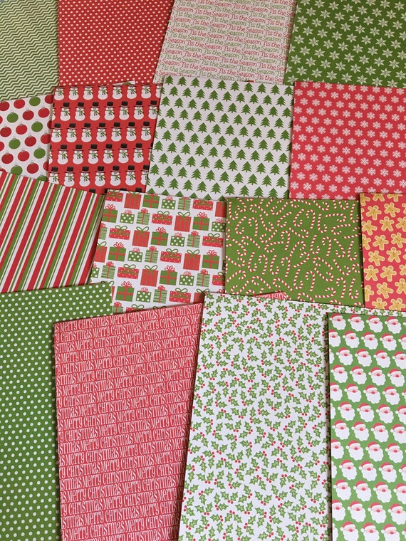 Christmas Cardstock Christmas Paper 6x6 16 Sheets Etsy