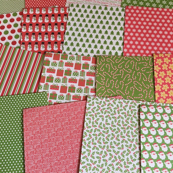 Christmas Cardstock, Christmas Paper, 6x6, 16 Sheets