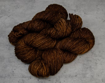 Chocolate - Hand Dyed Aran Squish, Aran/Worsted Weight 100% Superwash Merino Wool Yarn, Deep Warm Brown Tonal, 181 Yards (166 Meters)