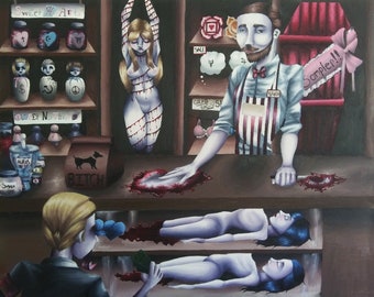 Eye-Candy Butcher -- Oil Painting
