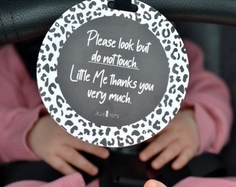 Leopard Baby Pram Tag Car Seat Carrier Accessory Germ Sign Newborn Premature Do Not Touch Shower Gift Social Distancing Design Monochrome