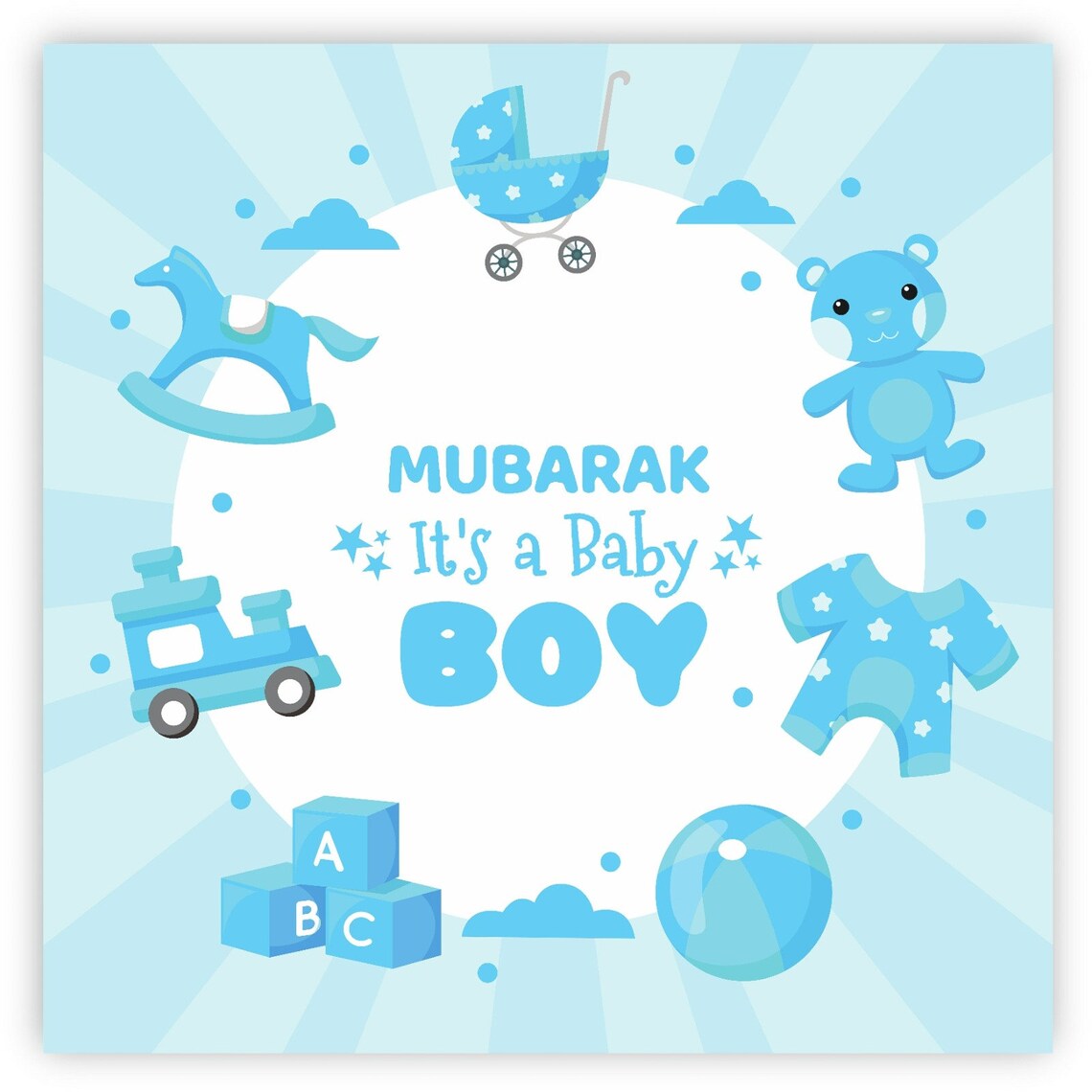 Mubarak Its a Boy New Baby Boy Card Etsy UK