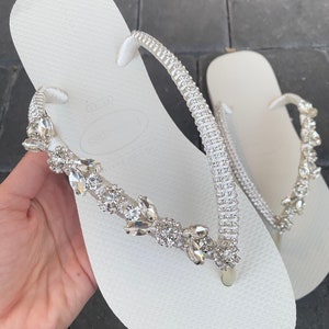 Bridal flip flops - pearl, wedding, applique, shoe clip, stunning, bling