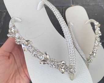 Bridal flip flops - pearl, wedding, applique, shoe clip, stunning, bling
