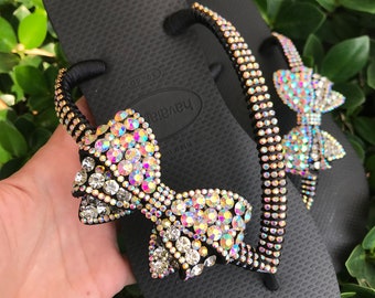 Bowtastic custom flip flops, rhinestone, bling, sandal, shoes, shoe clip, wedding, cruise